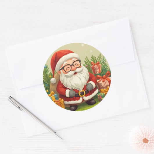 Smiling Santa Festive Sticker (Envelop)