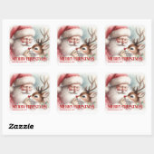 Smiling Santa Rudolph Personalized Holiday Kids  Vierkante Sticker (Vel)