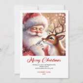 Smiling Santa With Rudolph Merry Christmas Greetin Feestdagenkaart (Voorkant)
