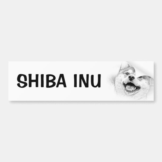 Smiling Shiba Inu dog Bumpersticker (Voorkant)