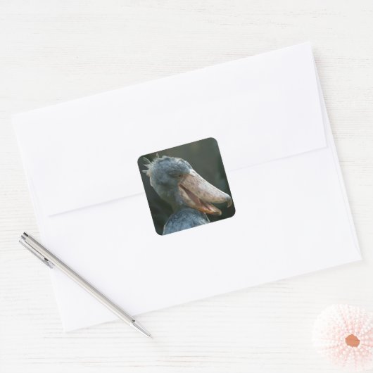 Smiling Shoebill Vierkante Sticker (Envelop)