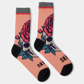 Smiling skull You are beauty red rose Spooky chic Sokken (Rechts)
