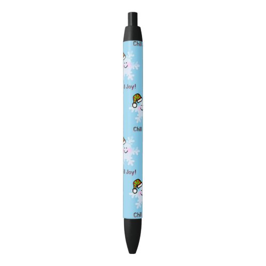 Smiling Snowflake Holiday Cheer Zwarte Inkt Pen (Voorkant Verticaal)