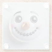 Smiling Snowman Face Square  Glazen Onderzetter (Achterkant)