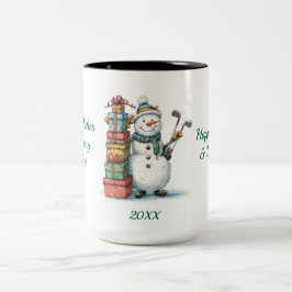 Smiling Snowman Holiday Mok – Originele Cartoon