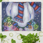 Smiling Snowman Pet Sjaal Sneeuw Kerstverlichting Theedoek (Gevouwen)