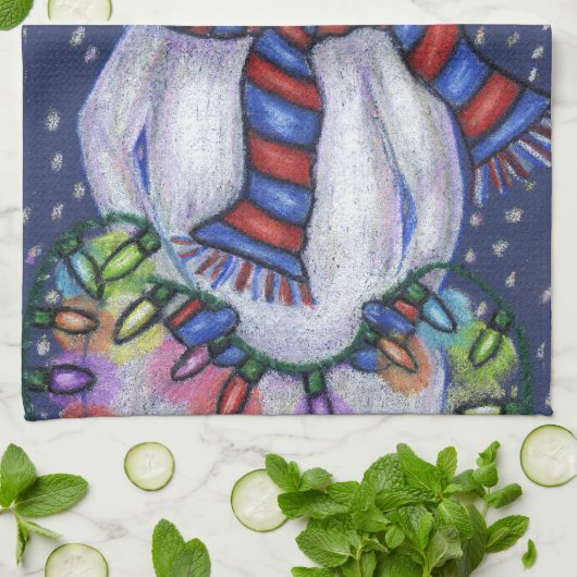 Smiling Snowman Pet Sjaal Sneeuw Kerstverlichting Theedoek (Gevouwen)