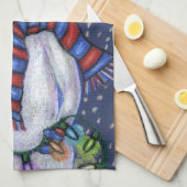 Smiling Snowman Pet Sjaal Sneeuw Kerstverlichting Theedoek (Quarter Fold)