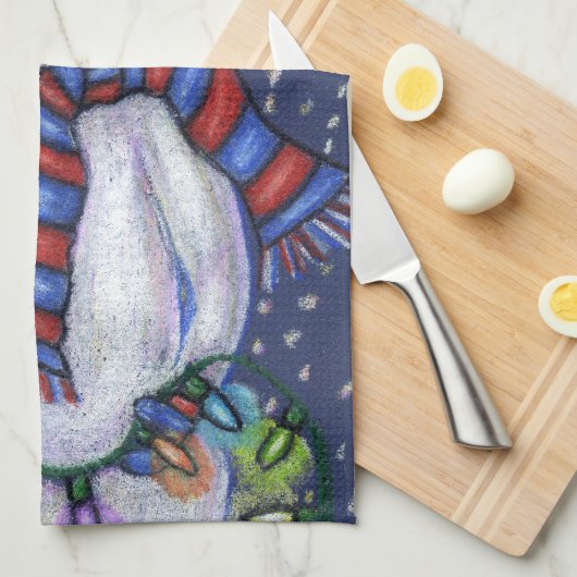 Smiling Snowman Pet Sjaal Sneeuw Kerstverlichting Theedoek (Quarter Fold)