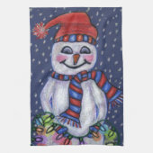 Smiling Snowman Pet Sjaal Sneeuw Kerstverlichting Theedoek (Verticaal)