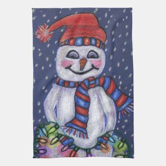 Smiling Snowman Pet Sjaal Sneeuw Kerstverlichting Theedoek (Verticaal)