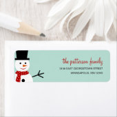 Smiling Snowman vakantie adres label (Insitu)