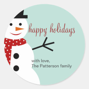 Smiling Snowman Vakantie Favor Stickers
