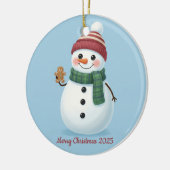 Smiling Snowman with Beanie Cute Christmas 2025 Keramisch Ornament (Links)
