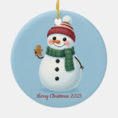 Smiling Snowman with Beanie Cute Christmas 2025 Keramisch Ornament (Achterkant)