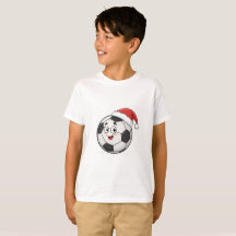 Smiling Soccer Ball with Santa Hat