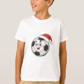 Smiling Soccer Ball with Santa Hat T-shirt (Voorkant)