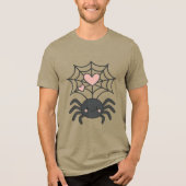 Smiling Spider Weaving a Heart Web Cute Halloween Tri-Blend Shirt (Voorkant)