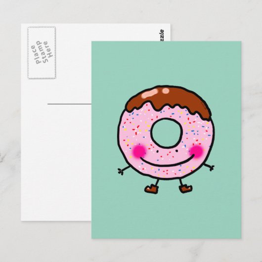 Smiling Sprinkle Donut Character Art Briefkaart (Voorkant / Achterkant)
