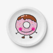 Smiling Sprinkle Donut Character Art Papieren Bordje (Voorkant)