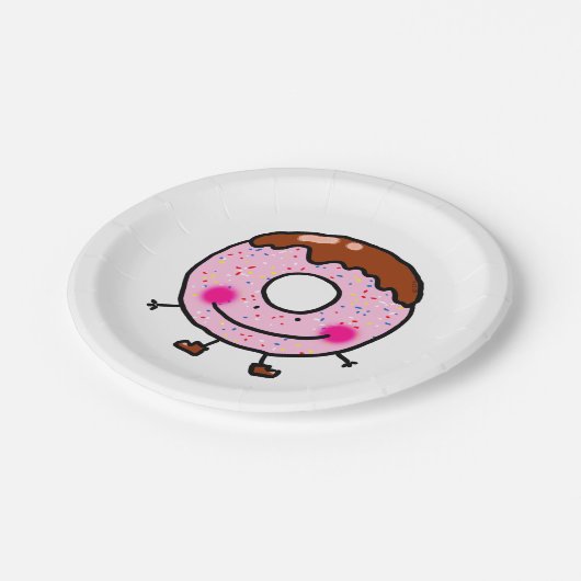 Smiling Sprinkle Donut Character Art Papieren Bordje (Gekanteld)