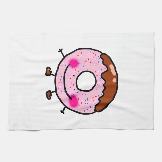Smiling Sprinkle Donut Character Art Theedoek (Horizontaal)