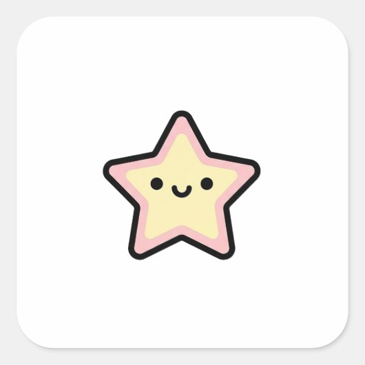 Smiling Star – Cute Kawaii Illustration Vierkante Sticker (Voorkant)