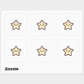 Smiling Star – Cute Kawaii Illustration Vierkante Sticker (Vel)