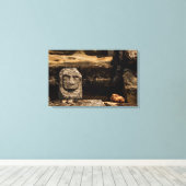 Smiling Stone Totem Cambodia - Canvas Wall Art (Insitu (Houten vloer))