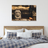 Smiling Stone Totem Cambodia - Canvas Wall Art (Insitu (Slaapkamer))