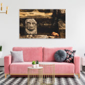 Smiling Stone Totem Cambodia - Canvas Wall Art (Insitu (Woonkamer))