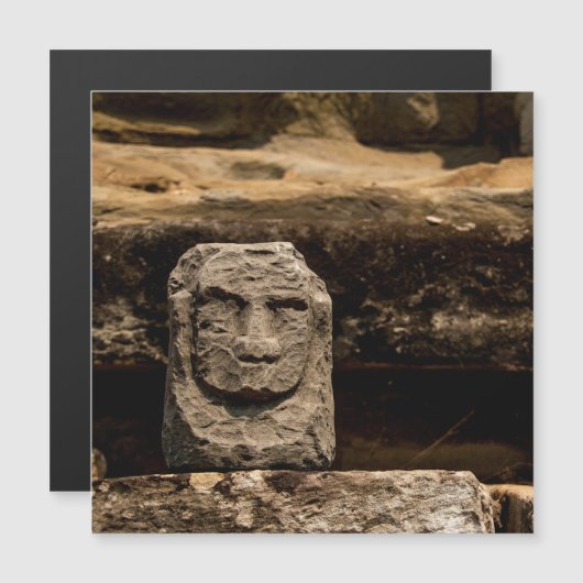 Smiling Stone Totem Cambodia Magnet Card (Voorkant / Achterkant)