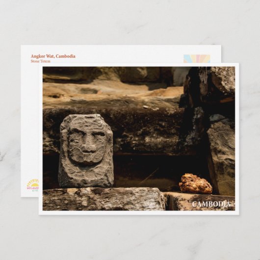 Smiling Stone Totem Cambodia – Postcard Feestdagenkaart (Voorkant / Achterkant)