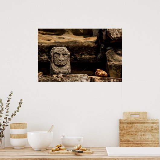 Smiling Stone Totem Cambodia Temple Art Poster (Keuken)