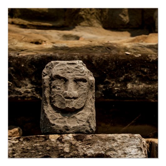 Smiling Stone Totem Cambodja - Poster ART Square (Voorkant)