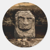 Smiling Stone Totem Circle Sticker (Voorkant)