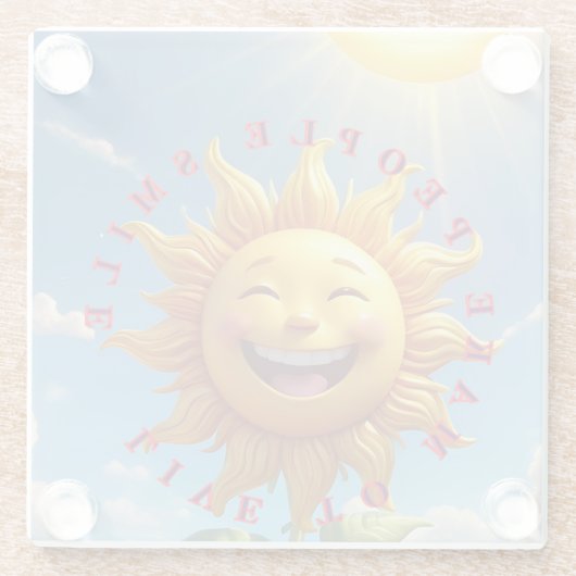 "Smiling Sun Coasters – Spread Joy with Eve Glazen Onderzetter (Achterkant)