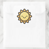 Smiling Sun – Cute Kawaii Illustration Vierkante Sticker (Tas)