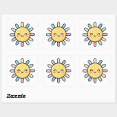 Smiling Sun – Cute Whimsical Illustration Vierkante Sticker (Vel)