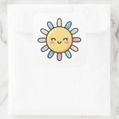 Smiling Sun – Cute Whimsical Illustration Vierkante Sticker (Tas)