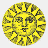 Smiling sun ronde sticker (Voorkant)