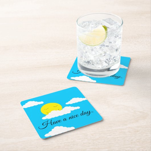 Smiling Sun with Puffy Clouds: Kartonnen Onderzetters (Insitu)