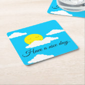 Smiling Sun with Puffy Clouds: Kartonnen Onderzetters (Schuin)