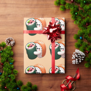 Smiling Sushi Knuffel Kunst voor Voedselliefhebber Cadeaupapier