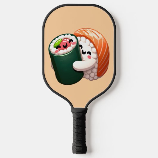 Smiling Sushi Knuffel Kunst voor Voedselliefhebber Pickleball Paddle (Voorkant)
