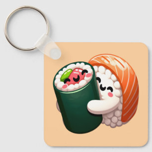 Smiling Sushi Knuffel Kunst voor Voedselliefhebber Sleutelhanger