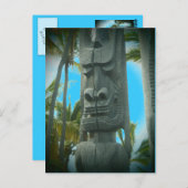 Smiling tiki standbeeld briefkaart (Voorkant / Achterkant)