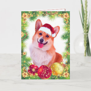 Smiling Welsh Kerstmis Corgi Feestdagen Kaart