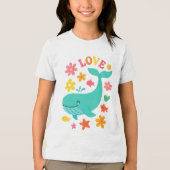 Smiling Whale & Ocean Friends – Schattigee LIEFDE  Tri-Blend Shirt (Voorkant)