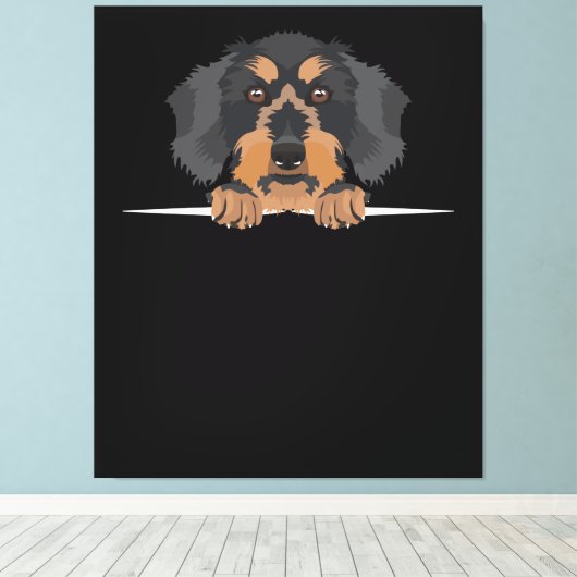 Smiling Wire-Haired Dachshund Canvas Afdruk (Insitu (Houten vloer))
